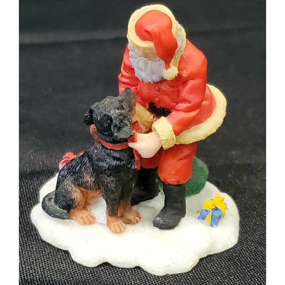 Owell SANTA DOG bag of toys Christmas Village accessory figure black Rottweiler